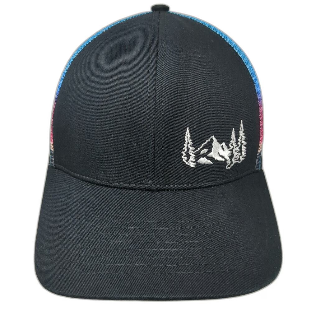 Grace Folly Trucker Hat Black Blue One Size Mountain Embroidery Sunset Mesh